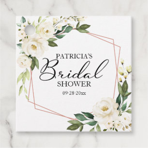 Etiquetas Para Recuerdos Favor de Ducha de Novia Floral Blanco Verde Geomét