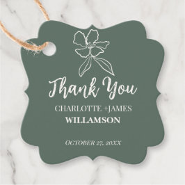 Etiquetas Para Recuerdos Favor de la boda floral mínima verde forestal