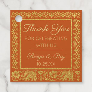 Etiquetas Para Recuerdos Favor de regalo de oro para elefante y Boda Lotus