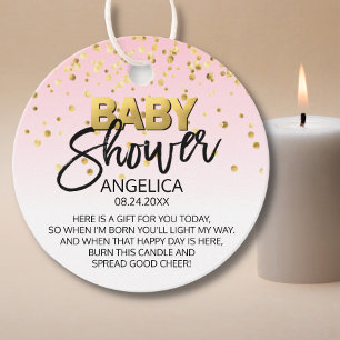 Etiquetas Para Recuerdos Favor de voz de velas Baby Shower de oro rosa