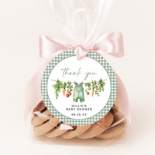 Etiquetas Para Recuerdos Favor Sage Gingham de la Ronda Baby Shower de Crec