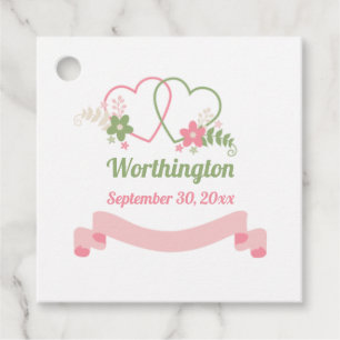 Etiquetas Para Recuerdos Fecha de boda de dos corazones vinculados personal