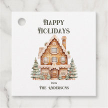 Felices Fiestas Casa Acuarela Personalizada 