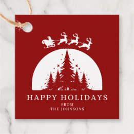 Etiquetas Para Recuerdos Felices Fiestas | Familia Personalizable Rojo y Bl