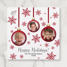 Etiquetas Para Recuerdos Felices Fiestas Festividades Baubles Rojos 3 Foto