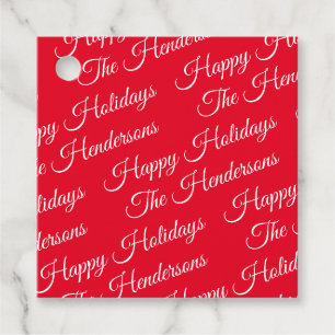 Etiquetas Para Recuerdos Felices Fiestas personalizadas rojo