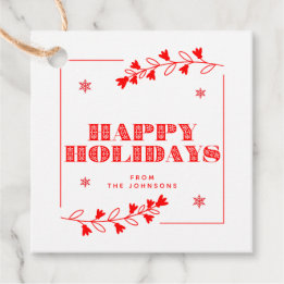 Etiquetas Para Recuerdos Felices Fiestas | Rojo y Blanco Personalizable Fam