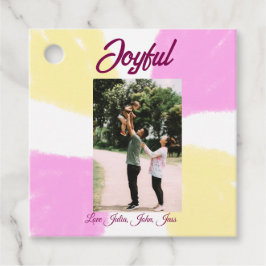 Etiquetas Para Recuerdos Felices vacaciones de color amarillo rosa foto fam