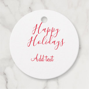 Etiquetas Para Recuerdos Felices vacaciones Navidades caligrafía roja simpl