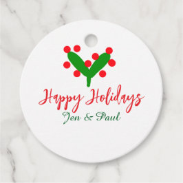 Etiquetas Para Recuerdos Felices vacaciones verde pareja roja nombre hoja v