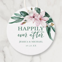 Etiquetas Para Recuerdos Felicidad por la Magnolia de la acuarela rosa flor