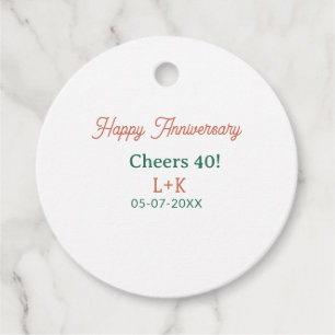 Etiquetas Para Recuerdos Felicidades 40 feliz aniversario naranja verde nom