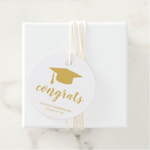 Etiquetas Para Recuerdos Felicitaciones Elegante Tapa de Graduación de Oro