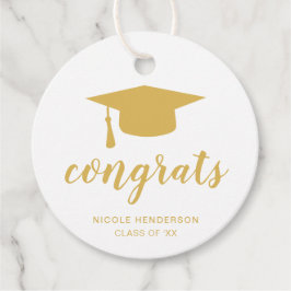 Etiquetas Para Recuerdos Felicitaciones Elegante Tapa de Graduación de Oro 