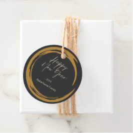 Etiquetas Para Recuerdos Feliz Año Nuevo texto anillo de mancha de oro gris