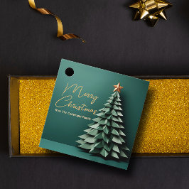 Etiquetas Para Recuerdos Feliz Árbol de Navidad Gorgeous Green Gold Fiesta