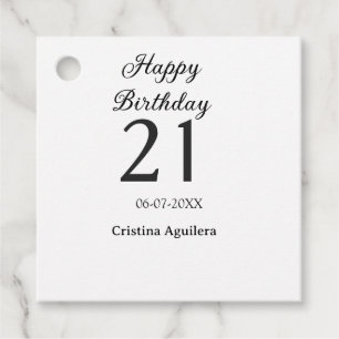Etiquetas Para Recuerdos Feliz cumpleaños 21 letras negritas nombre simple 