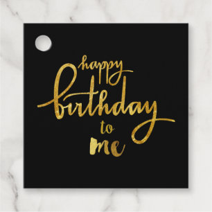 Etiquetas Para Recuerdos Feliz cumpleaños a mí Relieve metalizado dorado