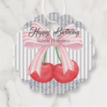 Feliz cumpleaños Bonitos Cerezas rayas azules past