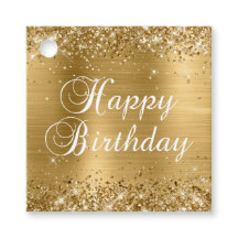 Feliz Cumpleaños con Hoja de Oro Brillante