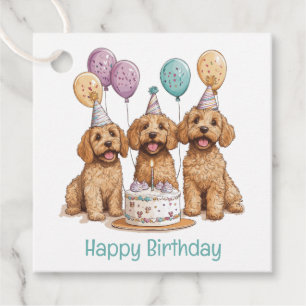 Etiquetas Para Recuerdos Feliz cumpleaños Goldendoodle Dogs Pastel de cumpl