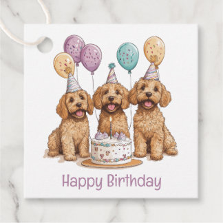 Etiquetas Para Recuerdos Feliz cumpleaños Goldendoodle Dogs Pastel de cumpl