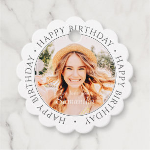 Etiquetas Para Recuerdos Feliz cumpleaños, moderna y simple foto Personaliz