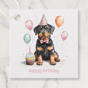 Etiquetas Para Recuerdos Feliz Cumpleaños Perro Rottweiler