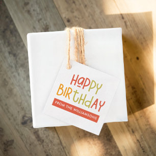 Etiquetas Para Recuerdos Feliz cumpleaños Preppy Playful Fun Family Saludo