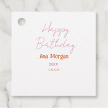 FELIZ CUMPLEAÑOS ROSA NARANJA NOMBRE SIMPLE AÑO LU