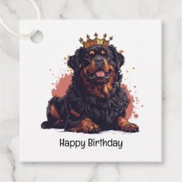 Etiquetas Para Recuerdos Feliz cumpleaños Royal Rottweiler Dog Queen Crown
