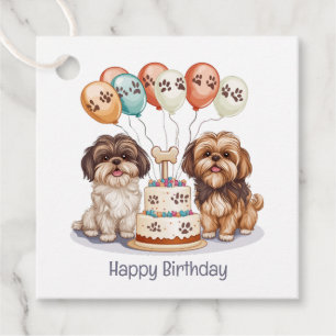 Etiquetas Para Recuerdos Feliz cumpleaños Shih Tzu Dogs Pastel de cumpleaño