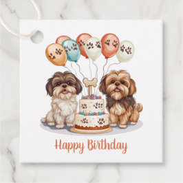 Etiquetas Para Recuerdos Feliz cumpleaños Shih Tzu Dogs Pastel de cumpleaño