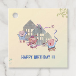 Etiquetas Para Recuerdos Feliz cumpleaños tres Cerditos celebrando