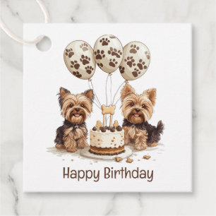 Etiquetas Para Recuerdos Feliz cumpleaños Yorkie Dogs