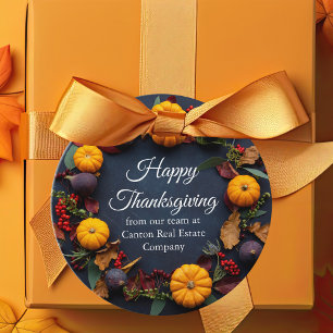 Etiquetas Para Recuerdos Feliz Día de Acción de Gracias Caer Calabaza Wreat