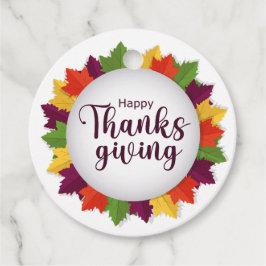 Etiquetas Para Recuerdos Feliz Día de Acción de Gracias otoño deja la etiqu