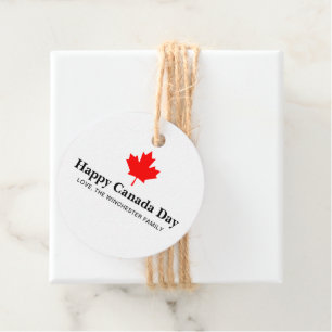 Etiquetas Para Recuerdos Feliz Día de Canadá hojas de arce rojas con texto 