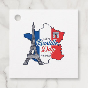 Etiquetas Para Recuerdos Feliz Día de la Bastilla Francia Mapa Torre Eiffel