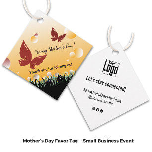 Etiquetas Para Recuerdos Feliz Día de las Madres Mariposas Rojas Gracias