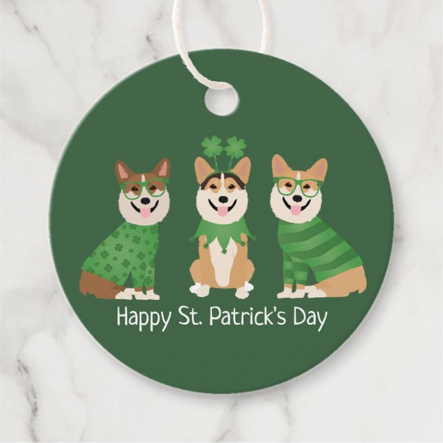 Etiquetas Para Recuerdos Feliz Día de San Patricio Pembroke Welsh Corgi Dog (Anverso)
