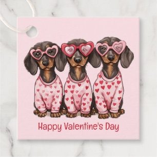 Etiquetas Para Recuerdos Feliz Día de San Valentín a los perros Dachshund