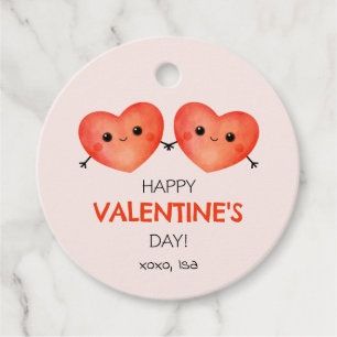 Etiquetas Para Recuerdos Feliz día de San Valentín con dos corazones