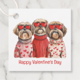 Etiquetas Para Recuerdos Feliz Día de San Valentín Shih Tzu Dogs