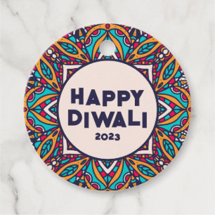 Etiquetas Para Recuerdos Feliz Diwali Colorful Rangoli Greeting Tag