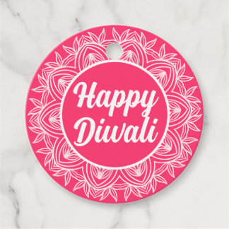 Etiquetas Para Recuerdos Feliz Diwali Pink Rangoli Greet Tag