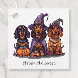 Etiquetas Para Recuerdos Feliz Halloween Dachshund Perros Brujos