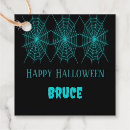 Etiquetas Para Recuerdos Feliz Halloween neurona azul spiderweb negro