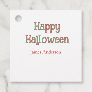 Etiquetas Para Recuerdos Feliz Halloween verde naranja pastel moderno trend