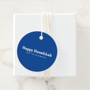 Etiquetas Para Recuerdos Feliz Hanukkah azul blanco minimalista personaliza